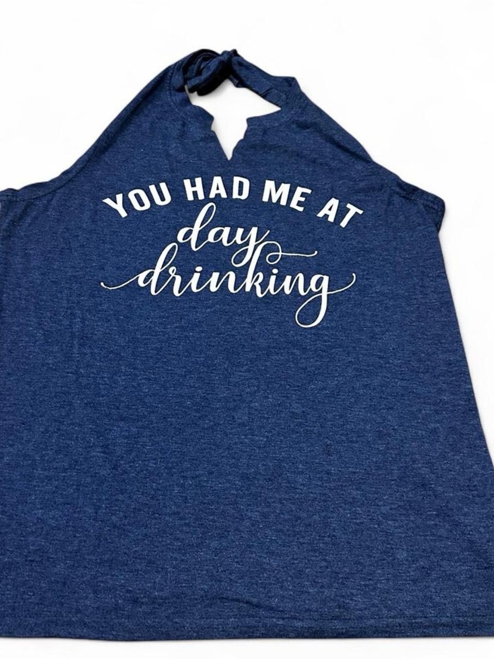 Navy Halter Graphic Tank - "You Had Me At Day Drinking"